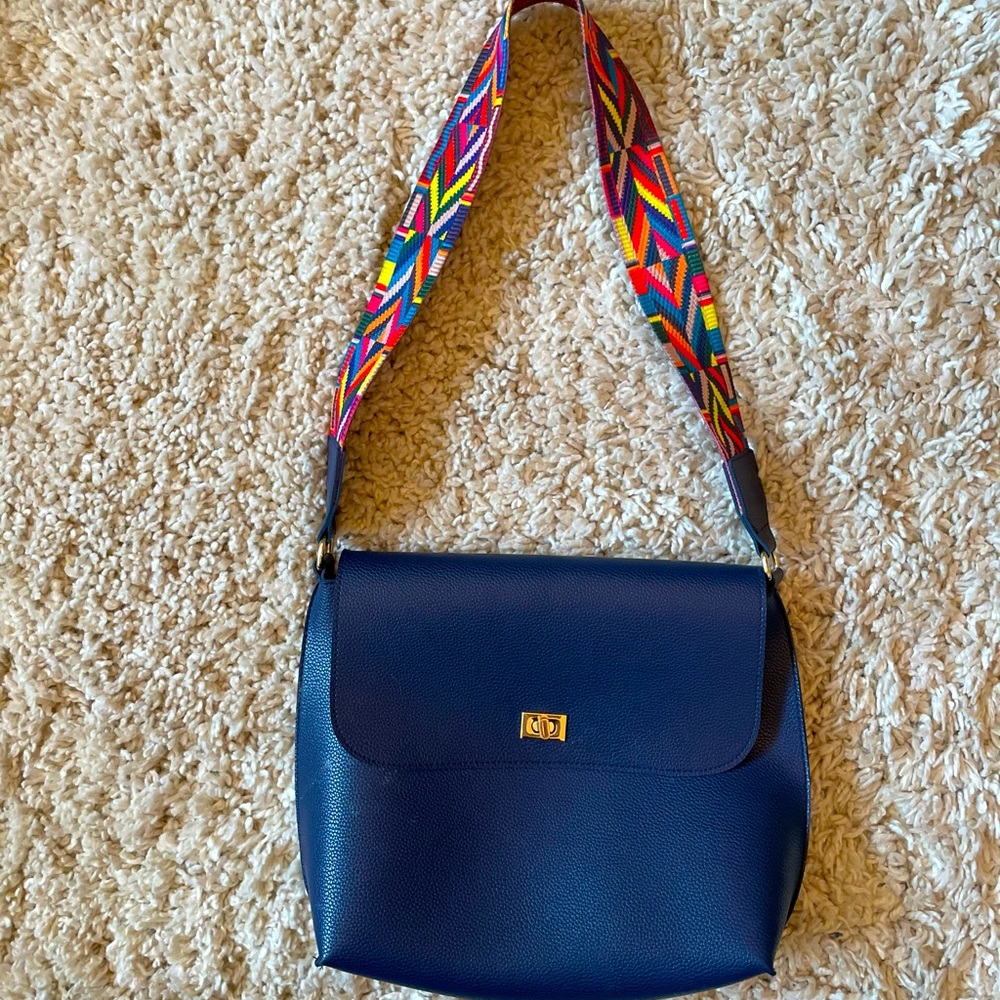 Navy blue Faux Leather Purse